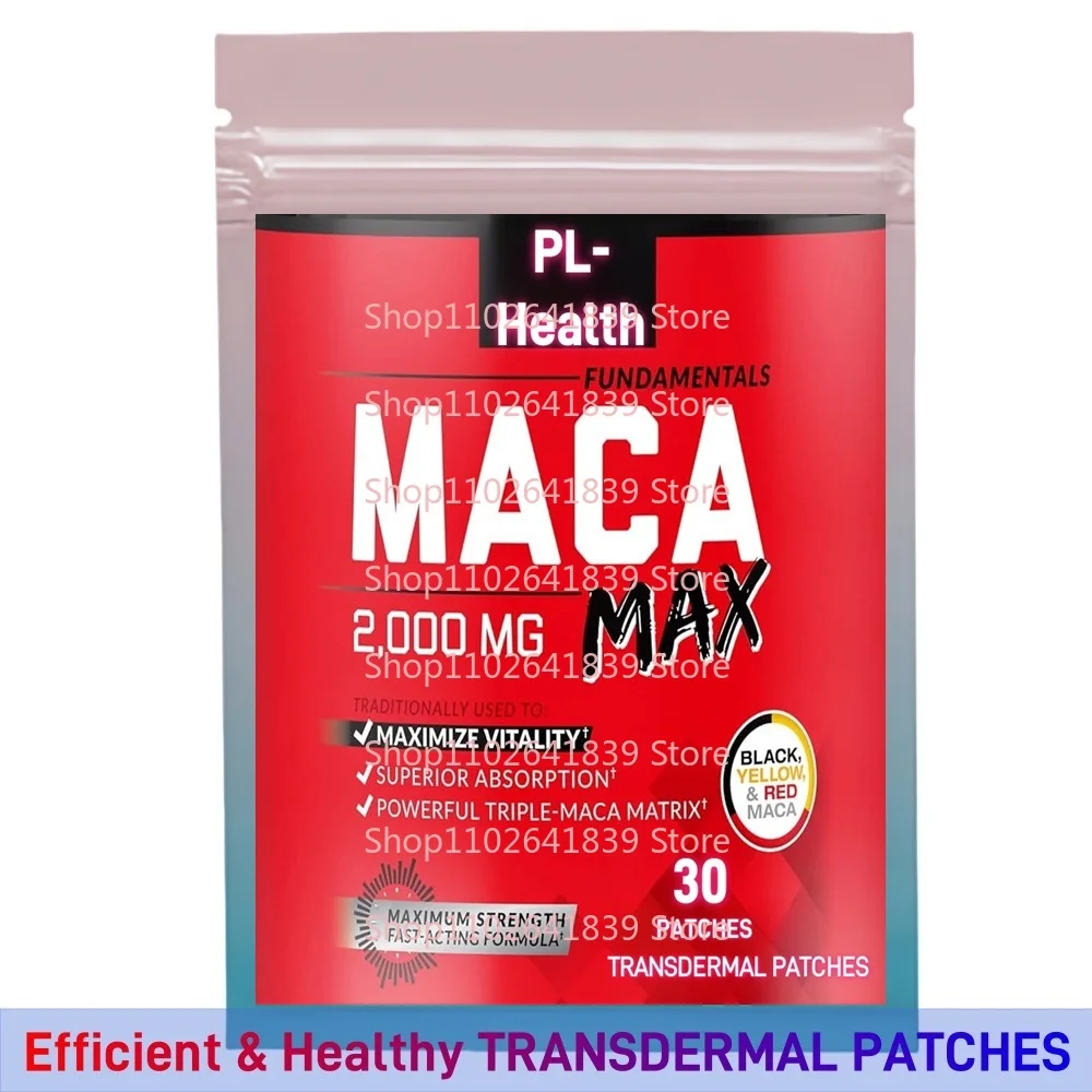 

30 Patches Maca Root Transdermal Patches with Black + Red + Yellow Peruvian Maca Root Extract for Men and Women