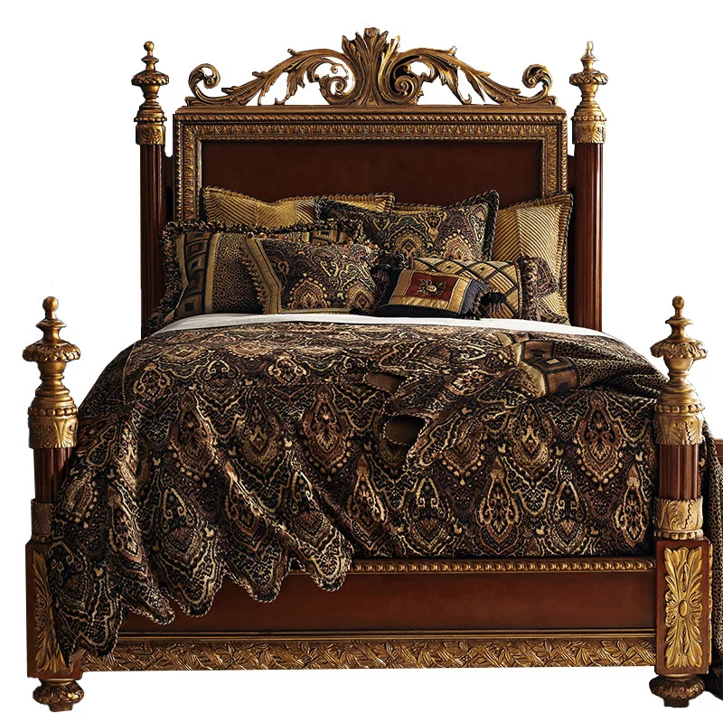 

American retro solid wood bed household 1.5 high-end oak bed simple French 1.8 master bedroom retro double bed 2 meters