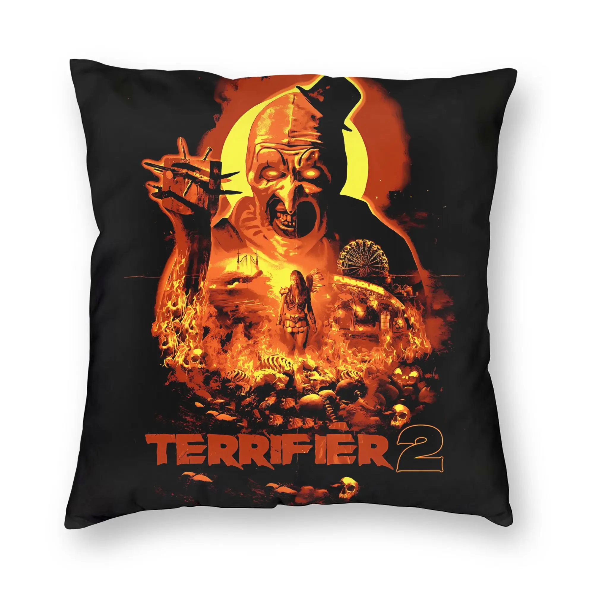 Terrifier Movie Pillow Case  Retro Trendy Pillow Cover Graphic Pillowcases For Sofa Home Decoration
