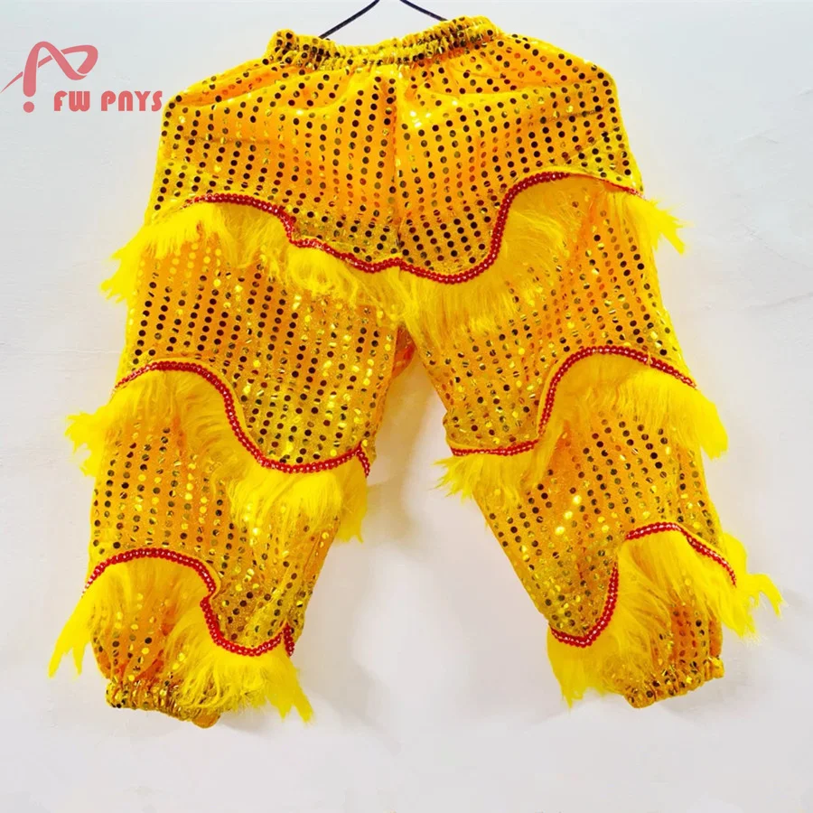 

Children's Fur Lion Dance Pants Stage Performance Clothing Drum Team Colorful Unisex Sequin Costumes