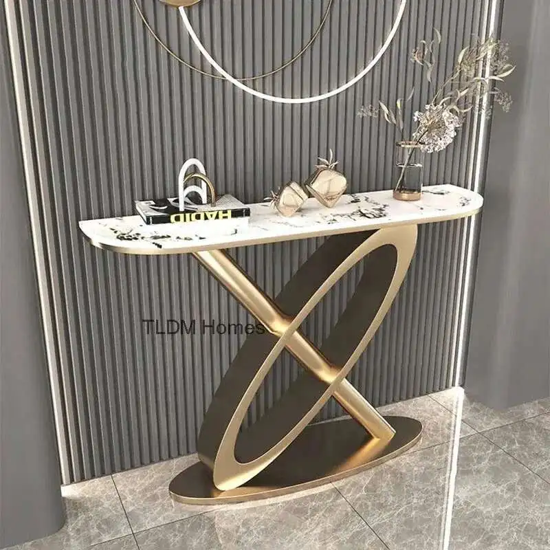 

Home Console Cabinet for Hallway Italian Rock Slab Console Tables European Living Room Furniture Wrought Iron Storage Side Table