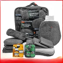 Car Beauty Cleaning 9-piece Set Car Wipes Home Car Wash Gloves Towel Rags Waxing Sponge Wheel Brush