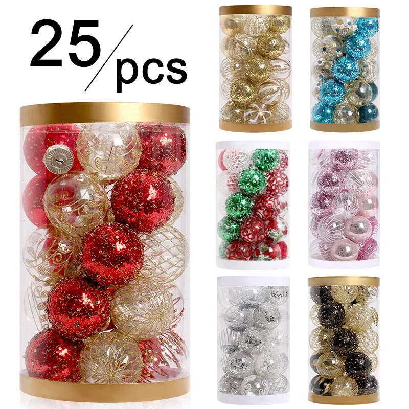 

Painted Christmas Ball Ornaments 25pcs Xmas Decorations 6cm Diameter Shatterproof Holiday Hanging Balls