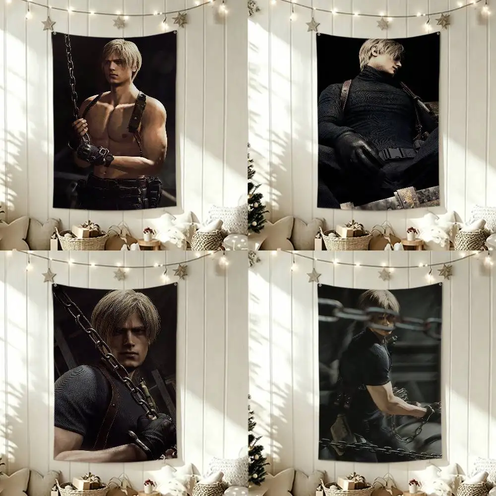 E-Evil G-Game L-Leon K-Kennedy   Funny Flags for Bedrooms Home Decor Items Outdoor Decors Garage Decoration Flaga