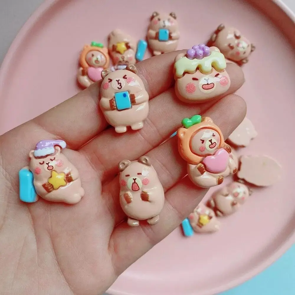 Capybara ทำจากเรซิ่นทำมือแบบใหม่ aksesoris Resin DIY น่ารักการตกแต่งบ้านอินเทรนด์ตกแต่งกรอบโทรศัพท์มือถือ