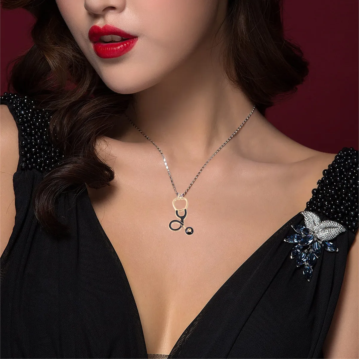 

10Pcs Stethoscope Pendant Charms Alloy DIY Necklace Bracelet Jewelry Making Black Stylish Accessory Pendant Charm