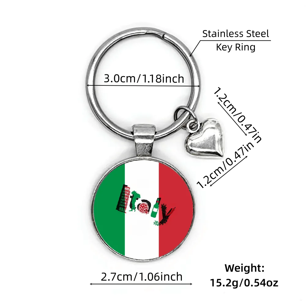 1Pc Classic Italy Heart Charm Keychain Couples Keyring Jewelry Souvenir Gifts For Christmas New Year