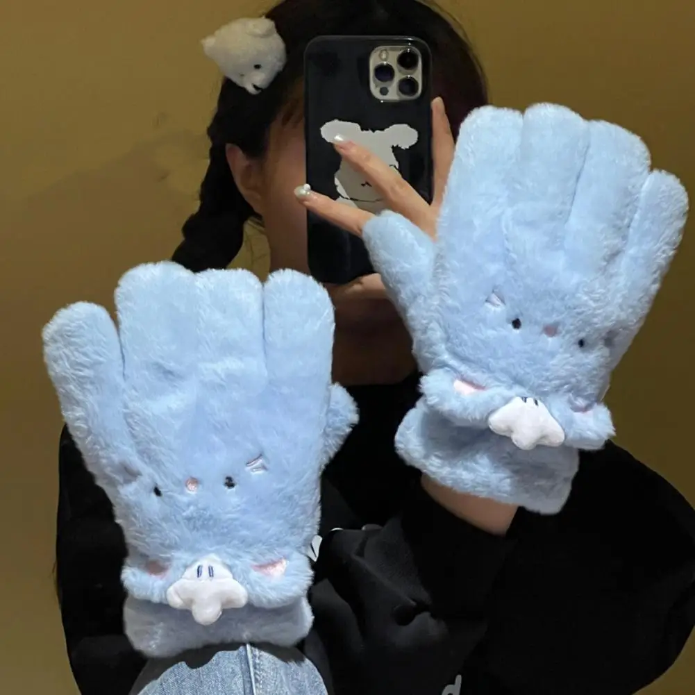

Women Winter Faux Fur Flip Cover Mittens Soft Warm Half Finger Gloves Cute Plush Furry Fingerless Gloves For Women Girls 장갑