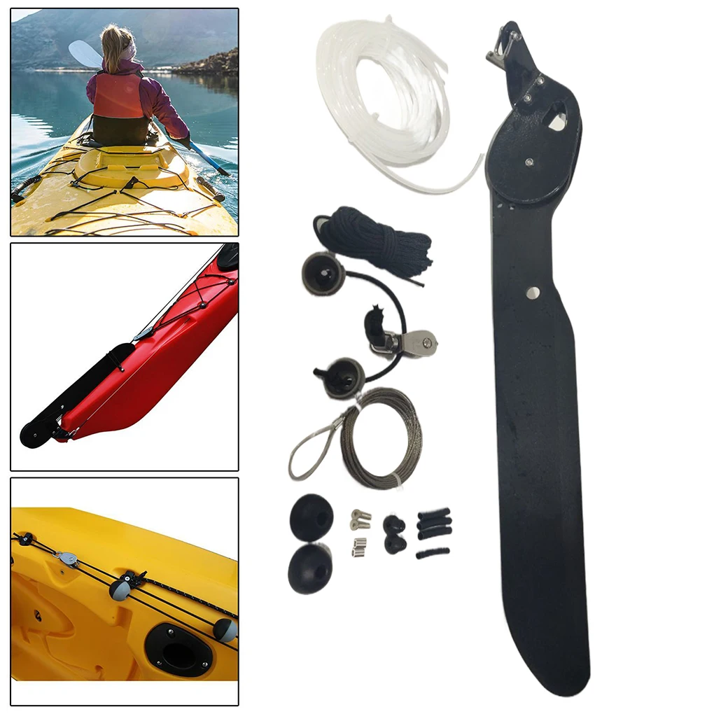 Black Kayak Canoe Boat Rudder With Pulley Watercraft Fishing Boat Steering Control System Ocean boat Accessroy