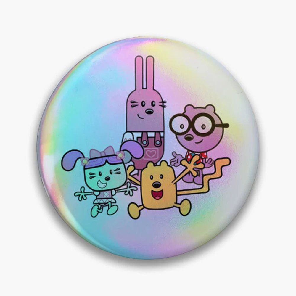 wubbzy and friends  Pin Holographic Star Heart Pin Brooches Laminated Button Fashion Accessory