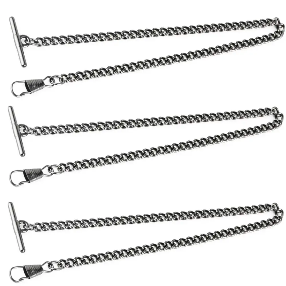 

3 шт./лот, металлическая цепочка T-образного типа, черная/золотая, сменная цепочка для карманных часов