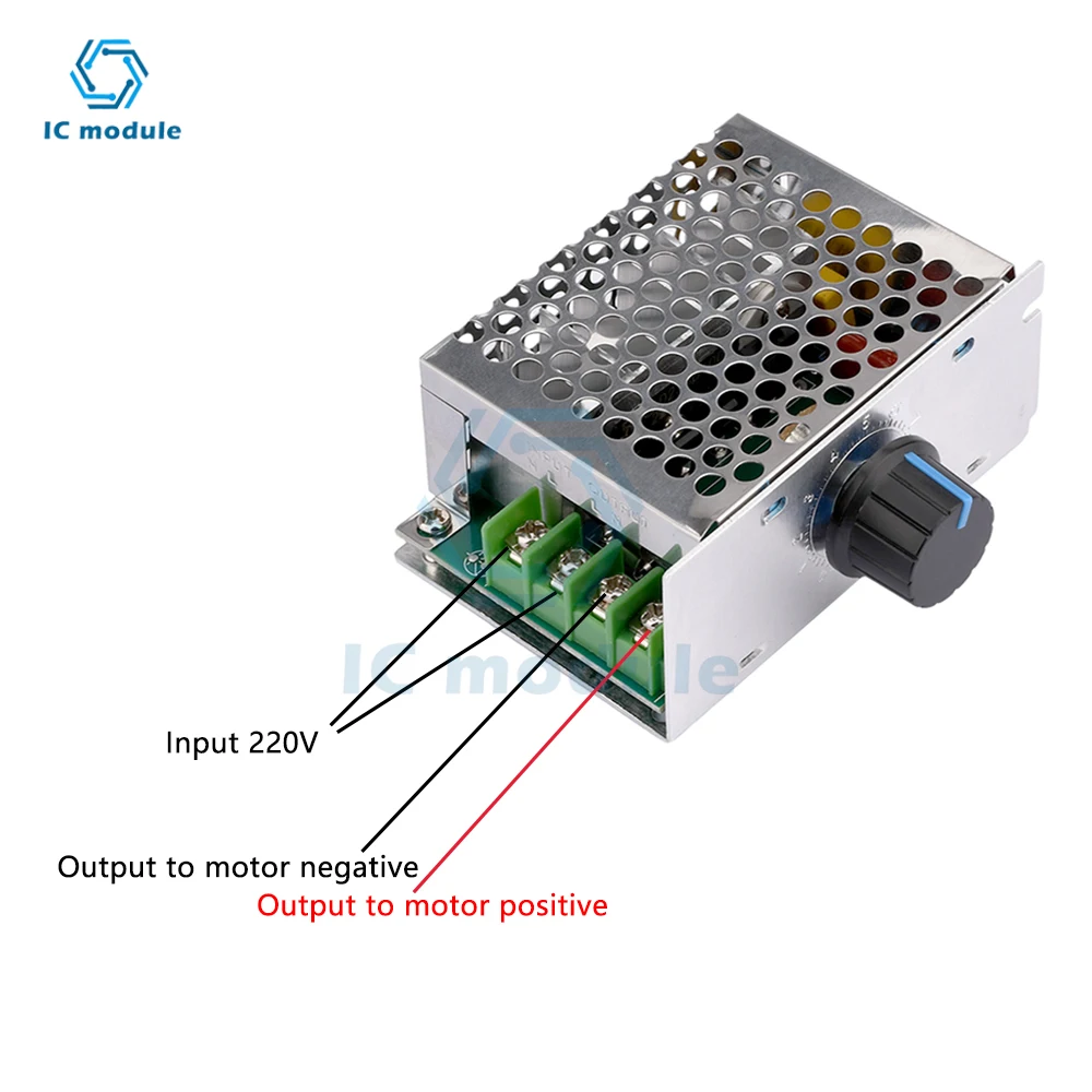 AC 220V to DC 10-210V 20A SCR PWM Motor Speed Controller Governor Voltage Regulator Speed Volt Control Switch with Potentiometer