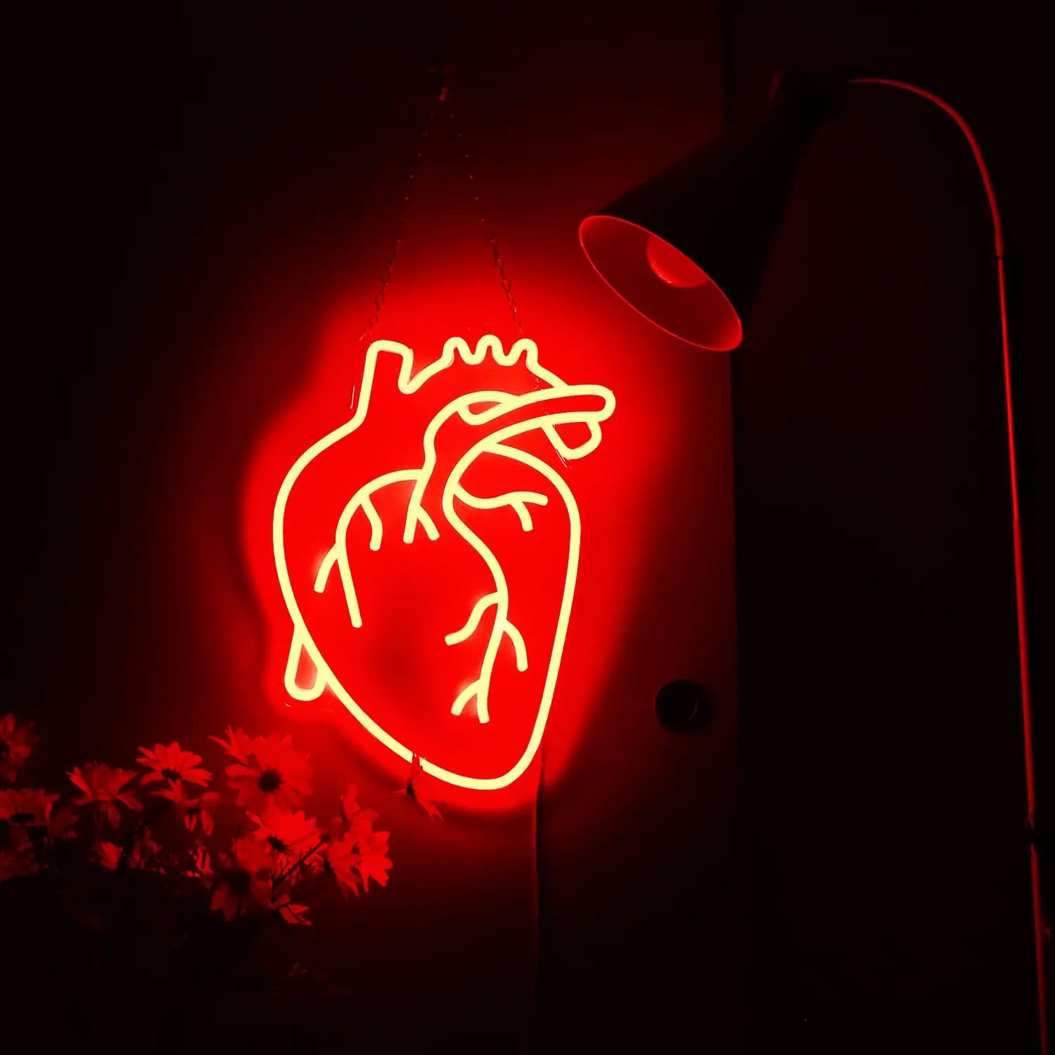 Human Heart Neon Signs LED Neon Light Sign Light Up Neon Signs Wall Decor for Bedroom Man Cave Bar Decor Store Club 13*12inches