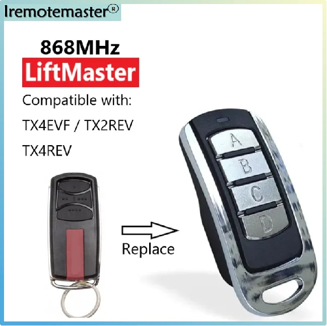 For TX2REV TX4REV TX4EVF Garage Remote Control Duplicator 868MHz Remote Control Door Opener Wireless Transmitter