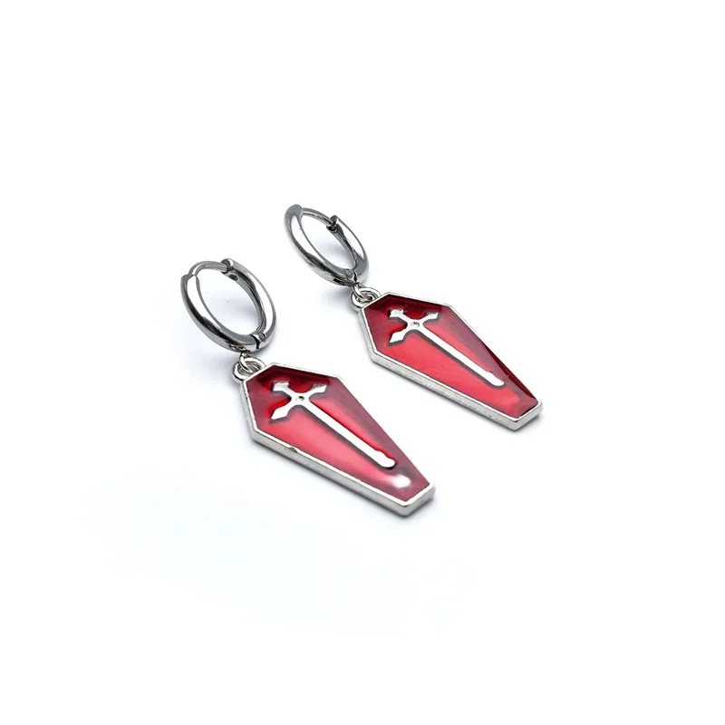 أقراط على شكل نعش قوطي، صليب مصاص دماء، إيمو، بديل، قوطي، قهوة، أقراط نسائية، أقراط رجالية، مجوهرات فاسق