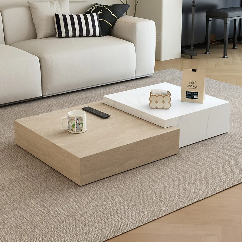 

Minimalist rock slab coffee table combination small apartment household living room rectangular Internet celebrity coffee table