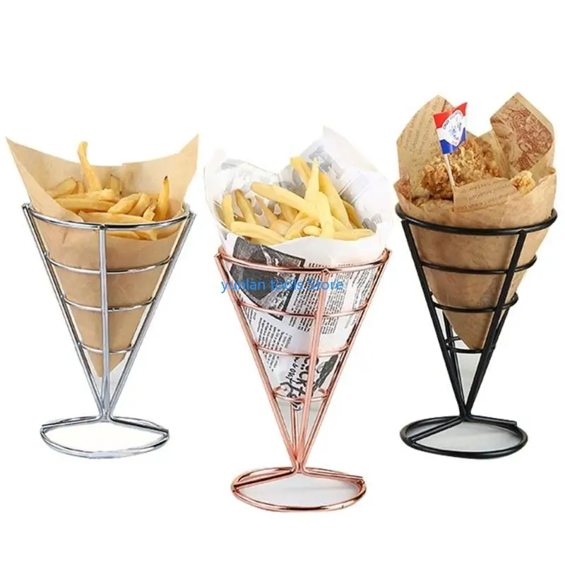 

50LB French Fries Stand Cone Snacks Display Stand Fries Baskets Chicken Display Rack