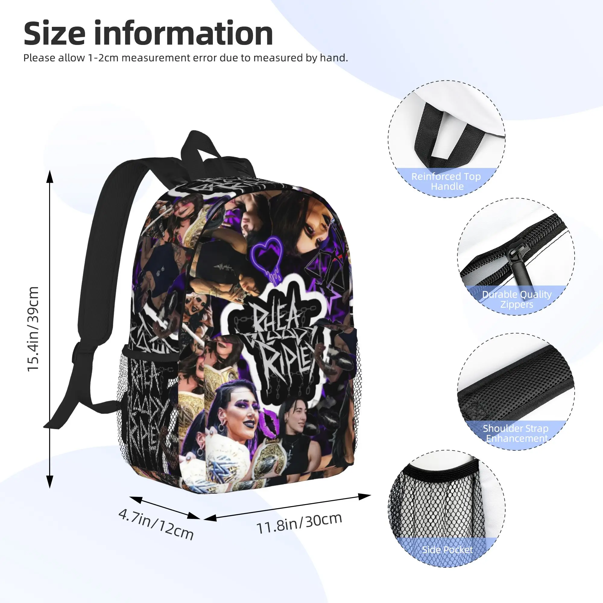 Rhea Ripley  Backpack Hot Sale Daypack Large Capacity Boys Girls BookBag Shoulder Bags for Men Women School Bag