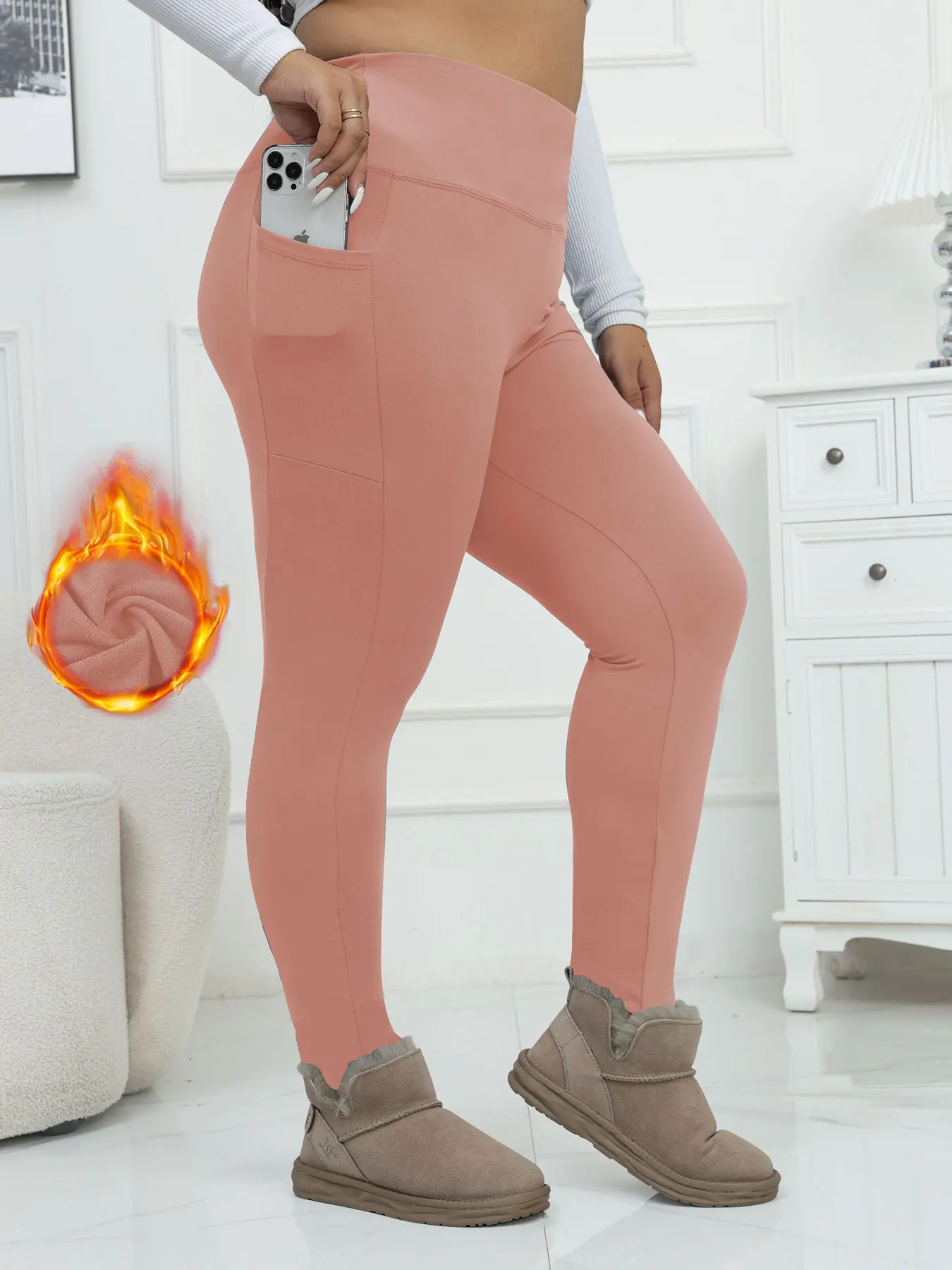 Plus Size Fleece Lined High-Waisted Yoga Pants Women's Winter Fitness Cropped Trousers European American Style