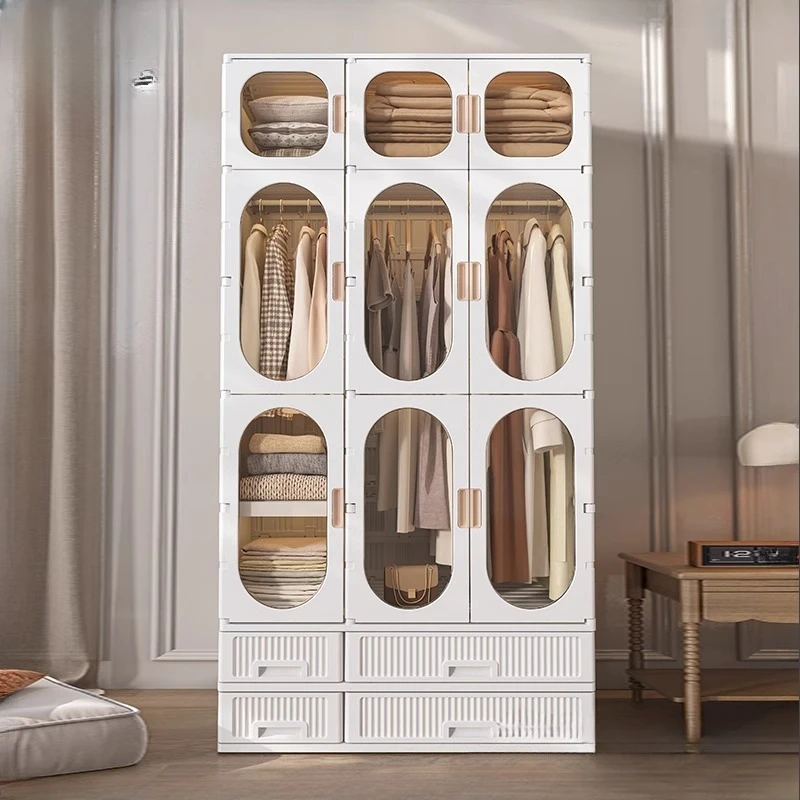 Large Capacity Foldable WardrobePortable Closet with DrawersThick PET Fabric Storage CabinetAssembly Dustproof Closet Organizer