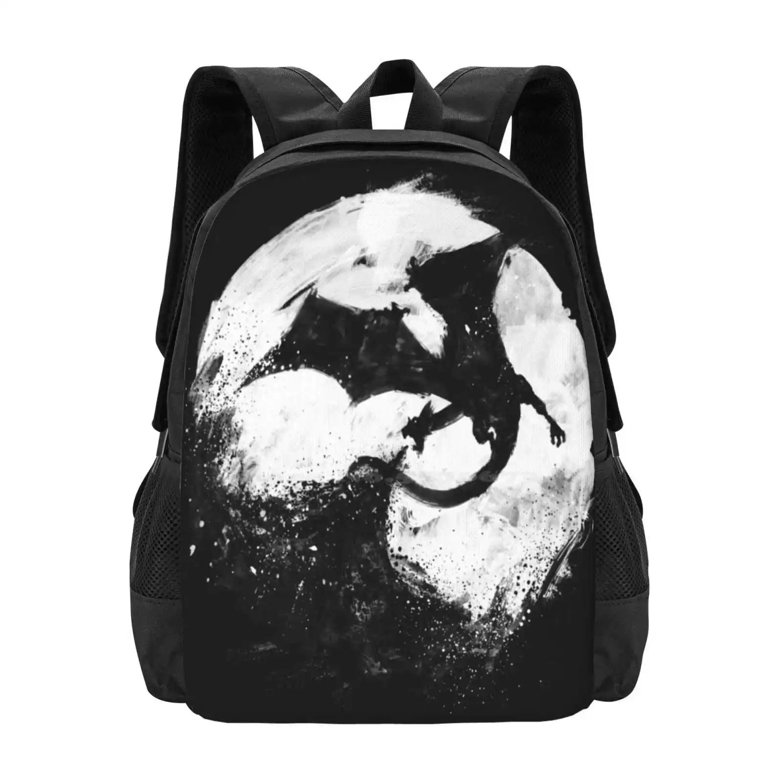 Mochila de desolación de medianoche, bolsas de moda, salpicaduras de Luna, dragón, libro de fuego, dibujos animados, Nerd, Geek, gran oferta