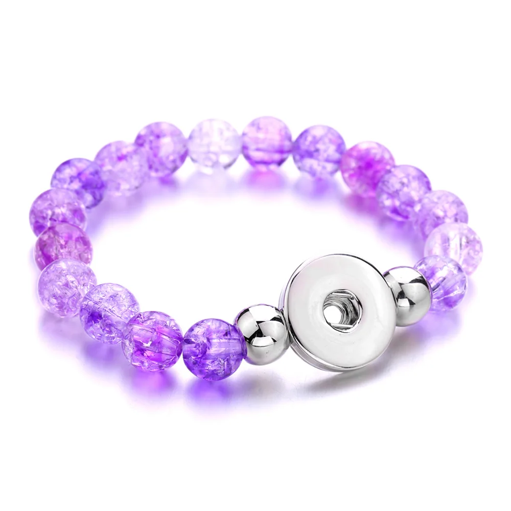 

10pcs Candy Colors Expandable Bead Stretch Strand Bracelet 18mm Snap Button Resin Bangle Charm Jewelry Women