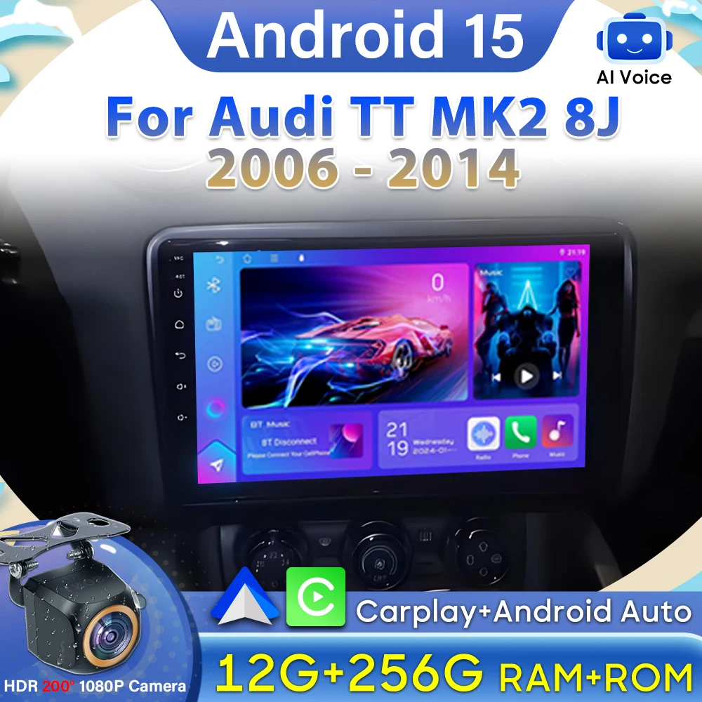 

Android 15 Carplay For Audi TT MK2 8J 2006 - 2014 DVD No 2din Car Radio GPS Navigation Screen Stereo Automotive Multimedia DVD