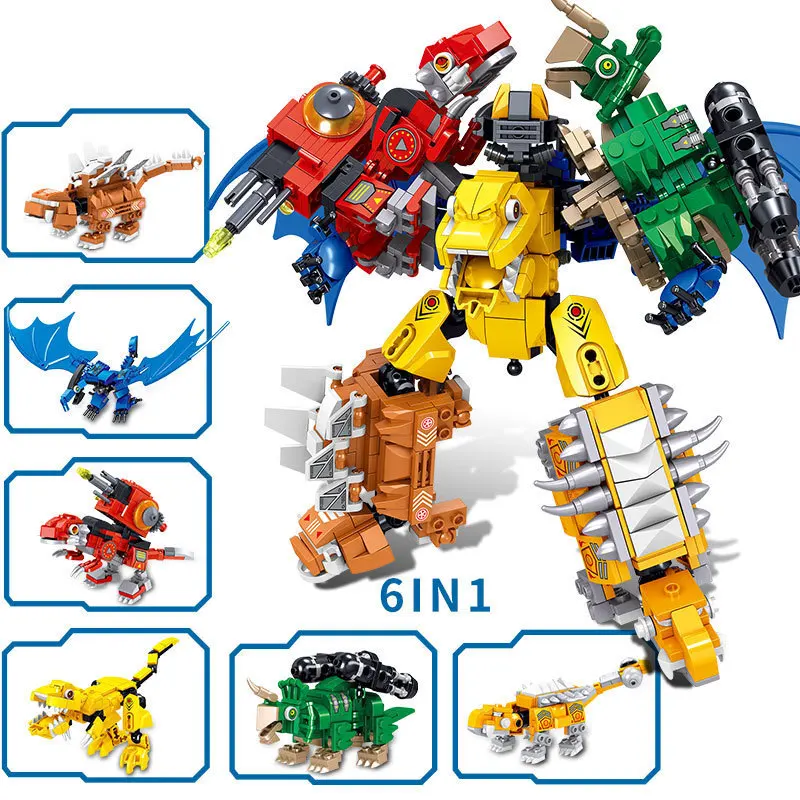 Dinosaur Transformation Robot  Building Blocks Assemble Deformation Dino World Construction Set Figures Bricks Educational Toys