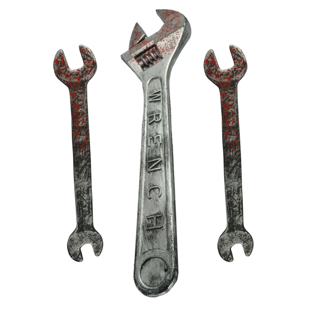 3 Pcs Bloody Wrench Decoration House Props Toy Spanner Haunted Halloween Party Plastic Simulation