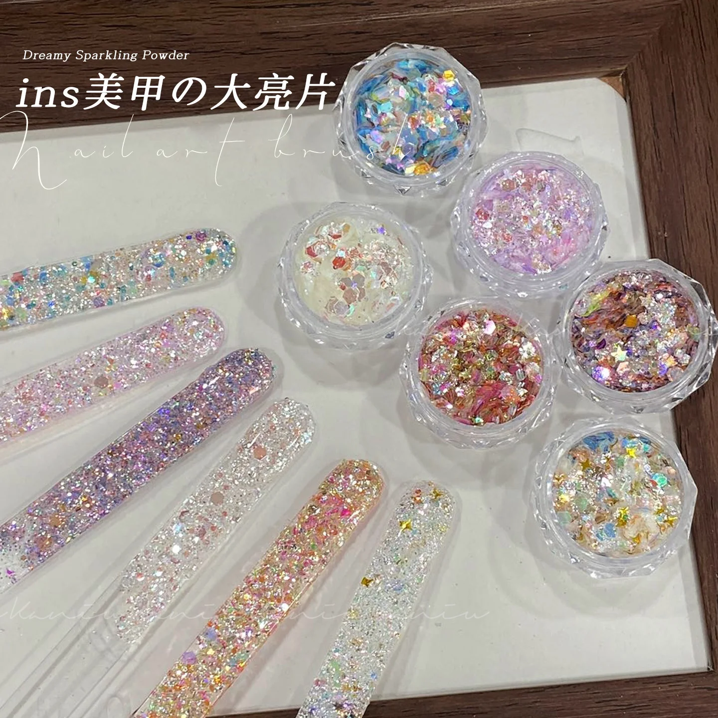 KANIU Dreamy Nail Flakes Color Powder Nail Art Glitter Sequins Ultra-thin Laser Sparkly Nail Sequins Gel Polish Manicure Acces