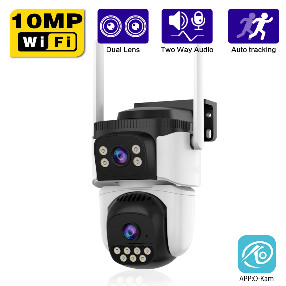 

10MP Wifi PTZ IP Camera 4K Dual Len Outdoor Auto Tracking Color Night Vision Wifi CCTV Surveillance Camera Security Protection