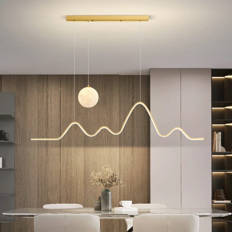 Imagem -06 - Modern Long Led Pendant Lights Lâmpada Pendurada Criativa Sala de Jantar Cozinha Sala de Estar Home Decoração Iluminação