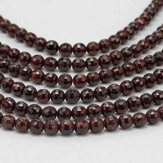 Natural Garnet Faceted Beads 4mm 6mm 8mm 9mm 10mm Faceted Round Gem stone loose beads For jewelry making 1string 15.5\