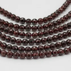 Natural Garnet Faceted Beads 4mm 6mm 8mm 9mm 10mm Faceted Round Gem stone loose beads For jewelry making 1string 15.5