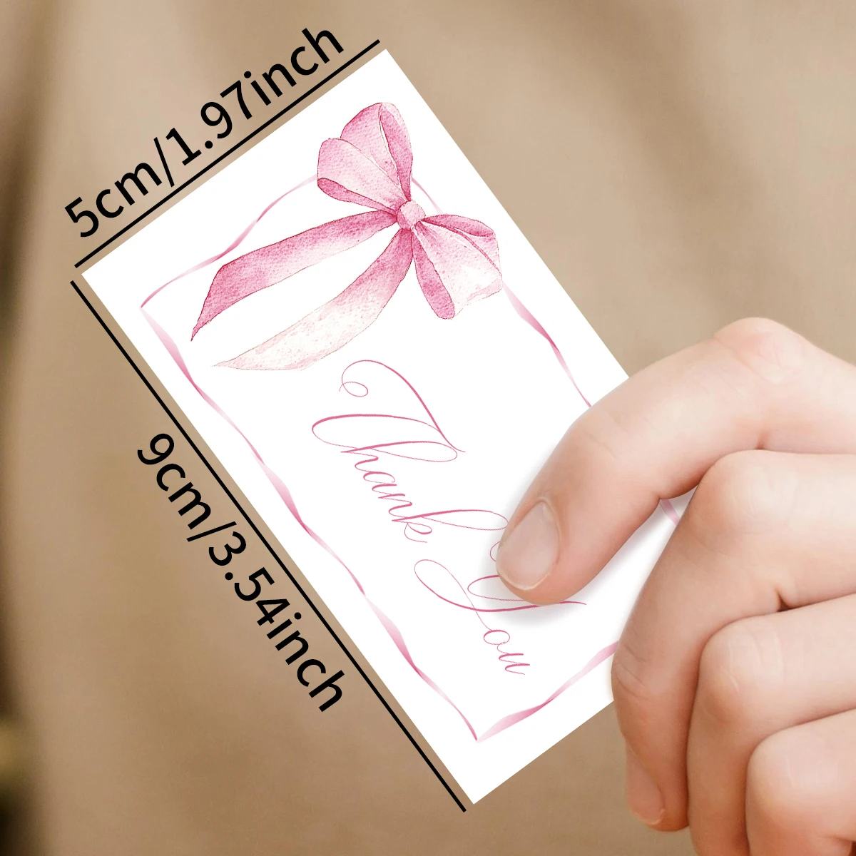 50 Stück Dankeskarten mit rosa Band-Design, für Hochzeit, Geburtstag, Babyparty, Thanksgiving, Schreibwaren, Büro und Heimgebrauch – Detail 5