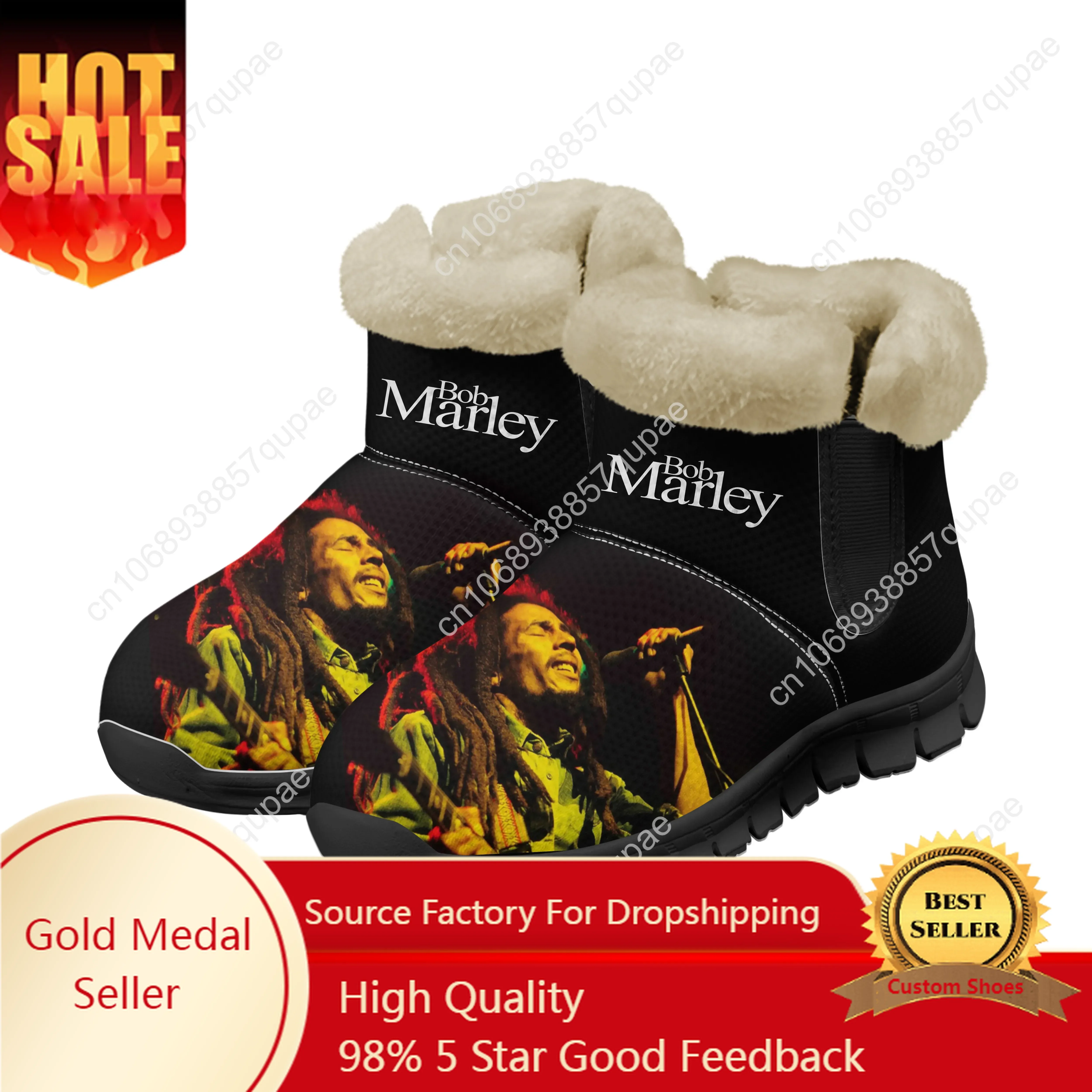 Bob Marley Snow Boots Jamaica Singer Reggae Rock Mens Womens Shoes Keep Warm Casual Lightweight Couple Sports Custom Sneakers