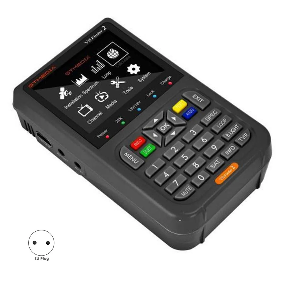 T06C-GTMEDIA V8 Finder2 Satellite Signal Finder FTA DVB-S/S2/S2X LCD Screen Receiver Satellite Finder Meter EU Plug