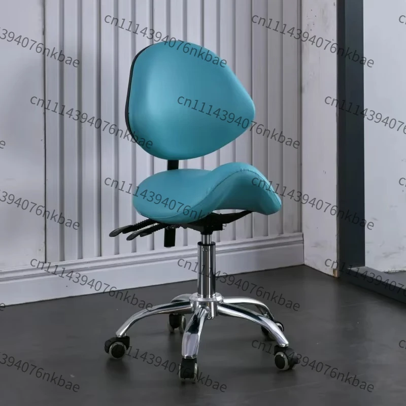 Rotating Adjustable Saddle Chair with Backrest, Ergonomic Dental Salon Stool, Comfortable Barber Makeup Work Stool