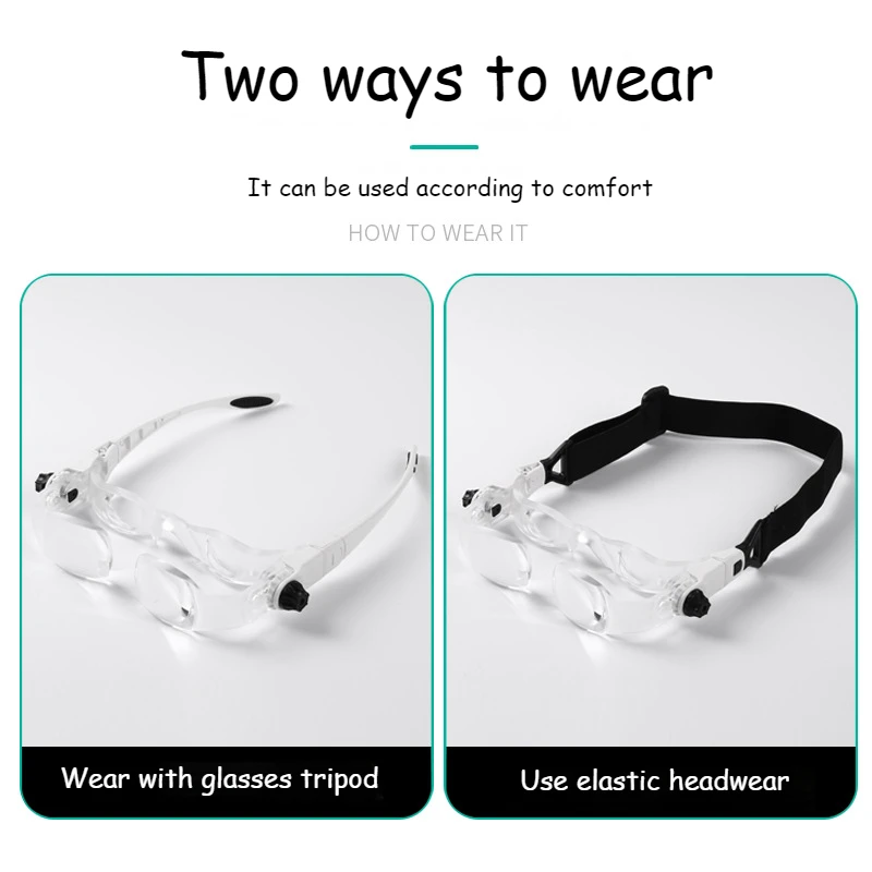 B50 Upgraded 1.5-3.8X Adjustable Magnifer Wearable Reading Adjustable Glasses Magnifying Glass Electronic Repair Welding