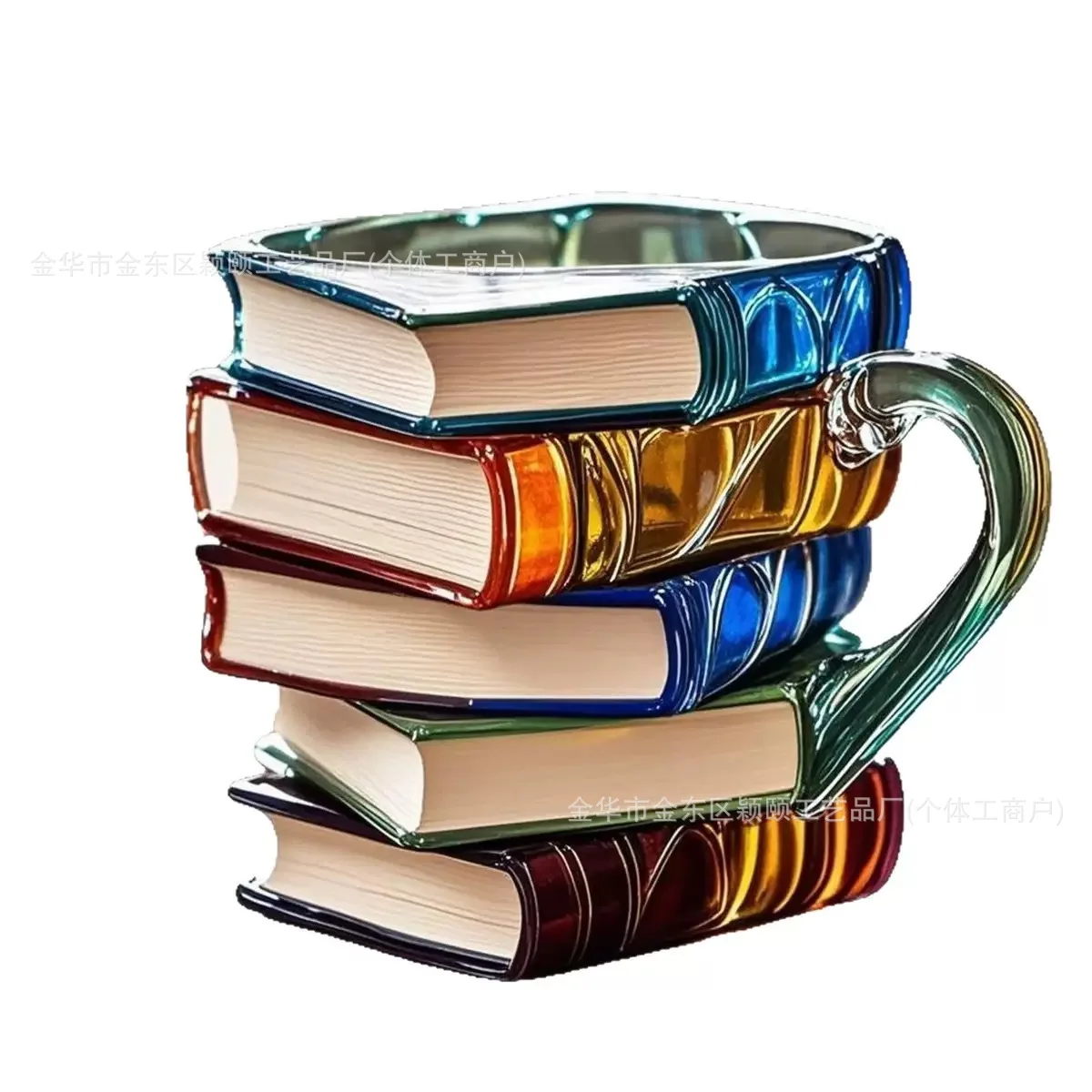 Painted Book Mug  Novelty 3d Painted Books Coffee Mug Unique Colorful Resin Books Stack Coffee Cup Collection Gifts