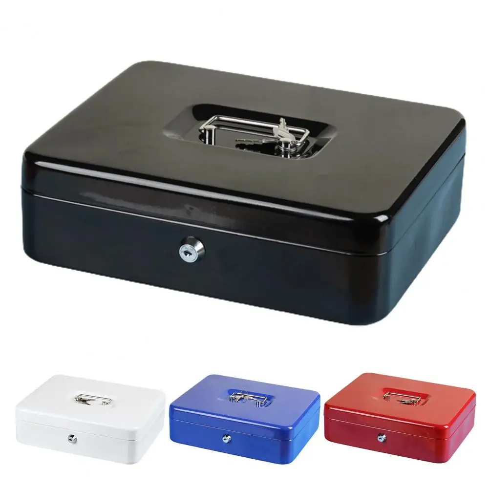 Deposit Tin Fireproof Cash Safe Box with Lock 2 Secure Multi-compartment Metal Money Box for Anti-theft Shockproof Storage