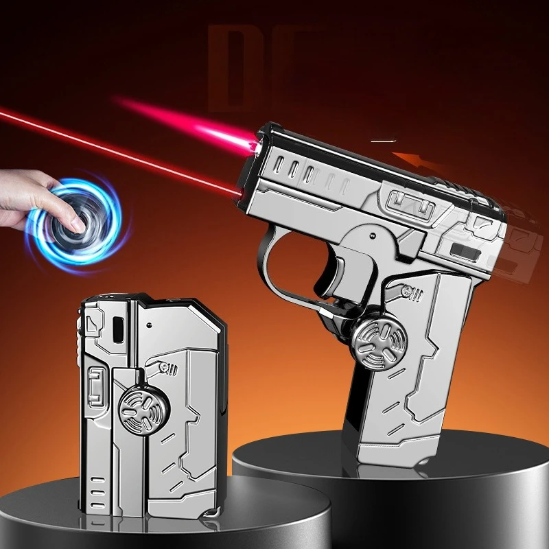 Deformable Foldable Decompression Spray Gun Lighter Windproof Red Flame Cool Pistol Shape Gyro Toy Men'S Cigarette Accessories - Image 2