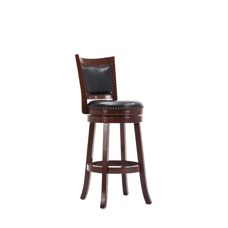 

29in. High Back Swivel Wood Bar Stool, Cherry Bar Stool Stool Chair Accent Chair Bar Stools Counter Stool