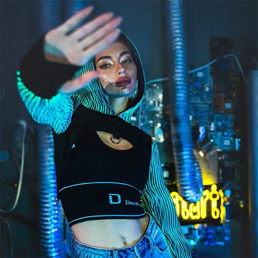 Lumisonata LED Light Up Fiber Optic Unisex Steampunk Long Sleeve Top Jacket Cosplay Hollow Cosplay Prop