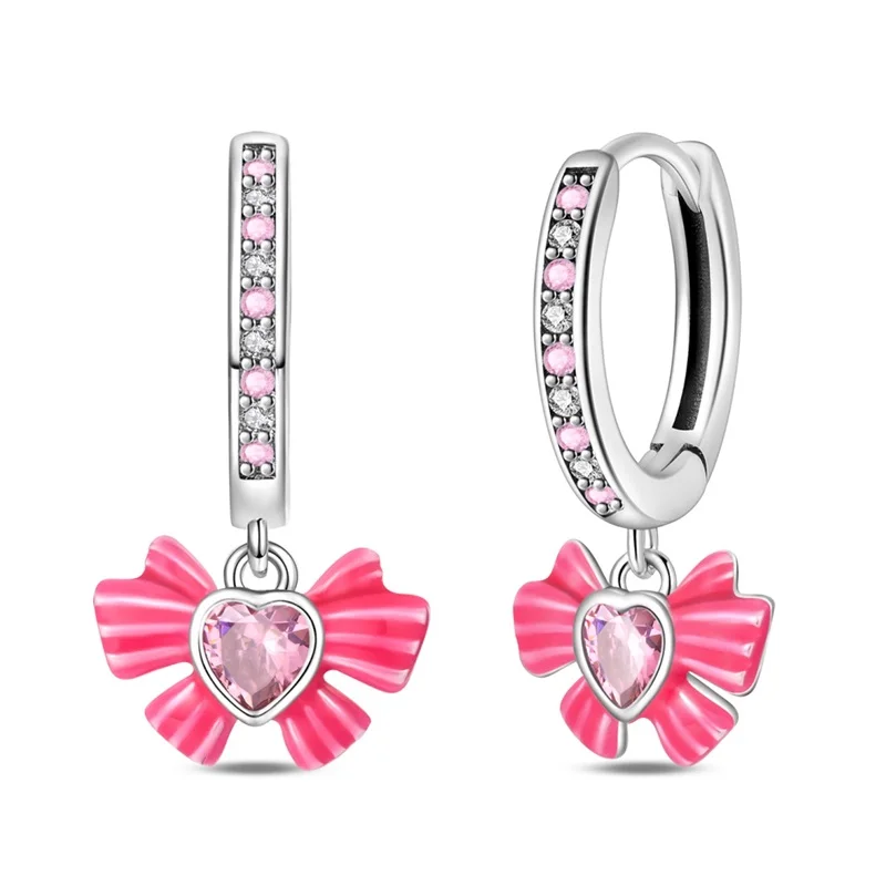 

Новые женские серьги из стерлингового серебра 925 пробы с милым бантом, блестящие свадебные/помолвочные серьги-звездочки, ювелирный подарок 2026 года