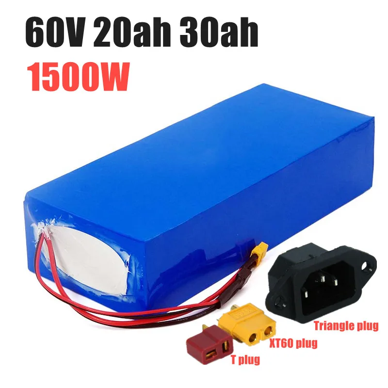 

E-bike battery 60V 20ah 30ah 18650 li-ion battery pack 750W 1500W BMS High power protection 30A Output bike conversion kit