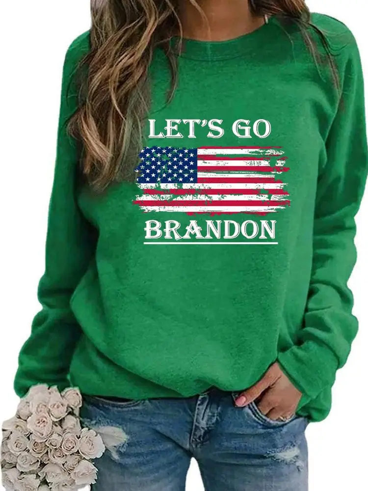 2025 جديد Let's Go Brandon الانتخابات طباعة طويلة Sve جولة Ne البلوز المرأة T الحلو Sle Fce البوليستر رداء علوي غير رسمي