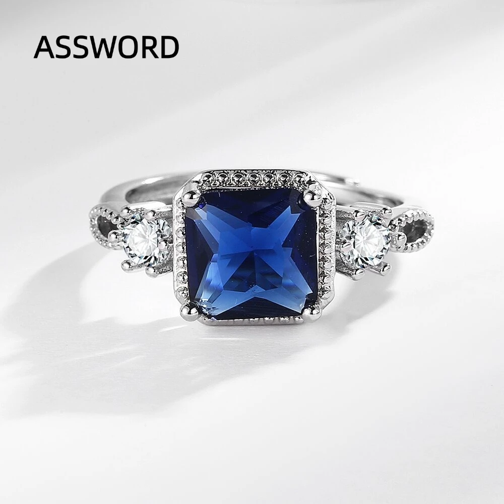 925 Sterling Silver Radiant Cut Green Zircon Ring Three‑Stone Halo Open Adjustable Engagement Ring for Women Fine Jewelry Gift