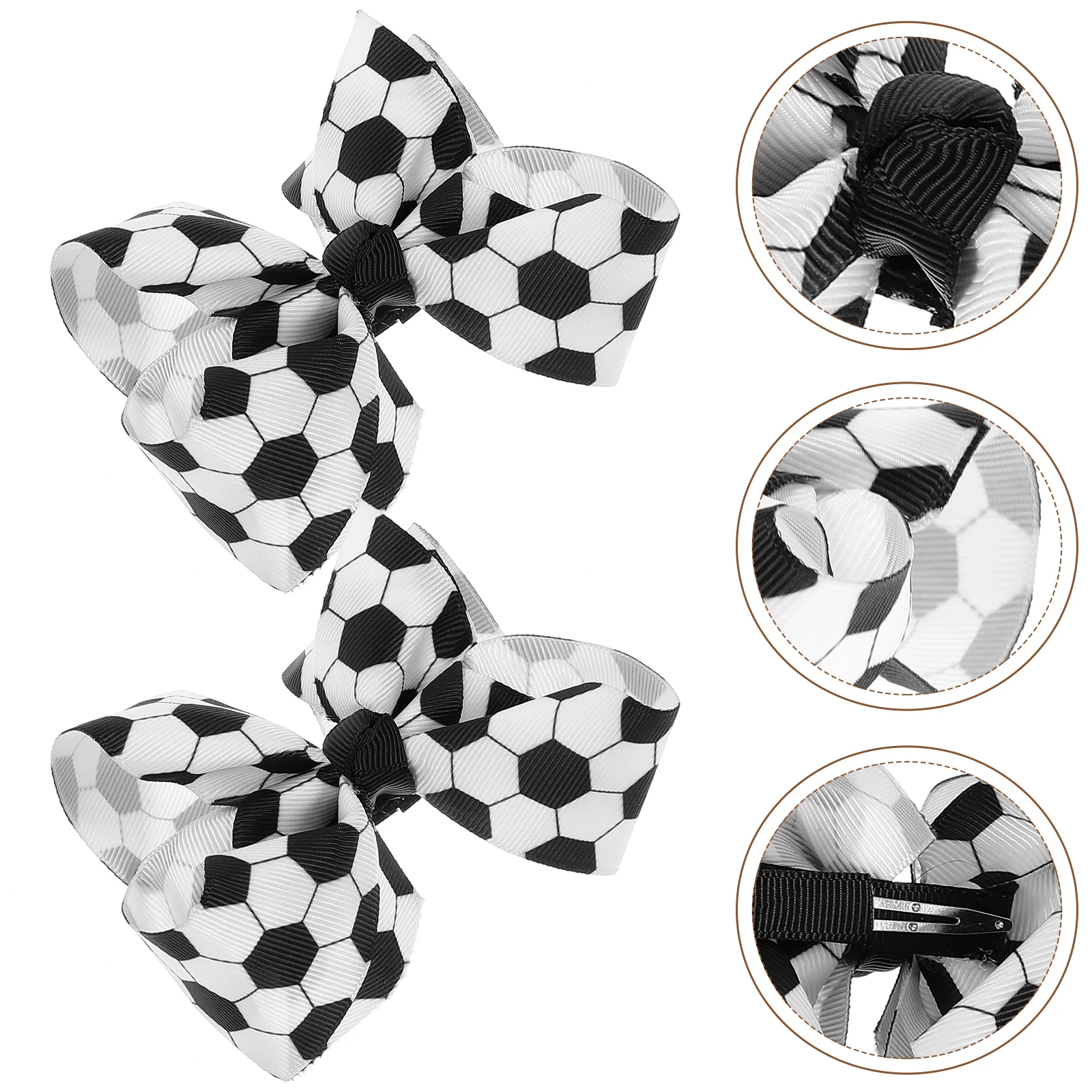 2 Pcs Hair Clips Children's Headwear Football Bubble Bow Hairpins Fans Decoration Cheerleading 2pcs for Girl Soccer Accessories