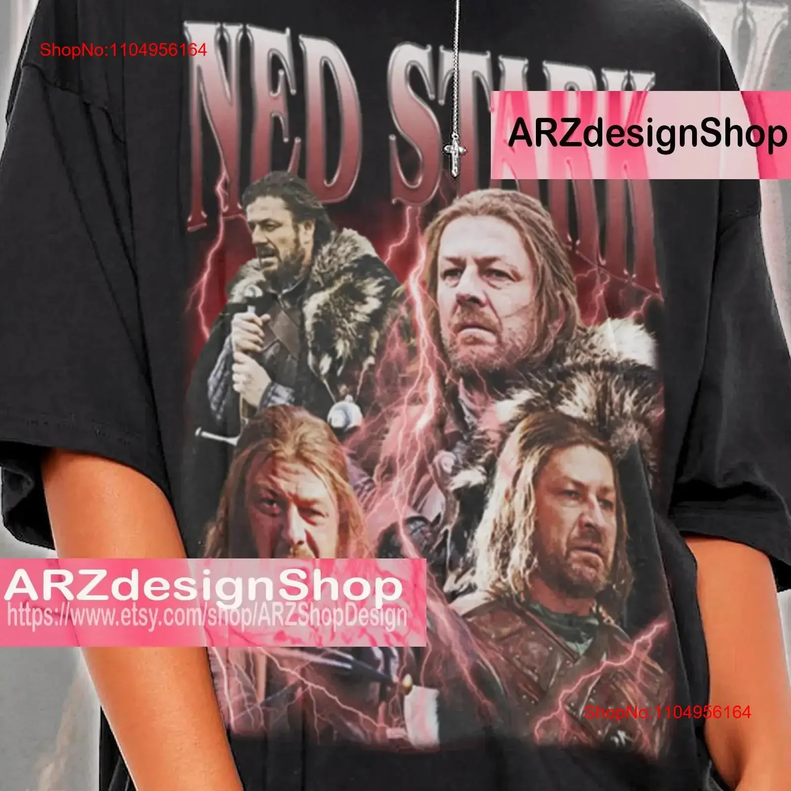 Ned Stark T Shirt For Man Homage Vintage 90s Retro ARZ10 vintage Washed homme Comfortable Slightly fashion streetwear Casual